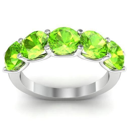 3.00cttw U Prong 5 Stone Peridot Birthstone Ring Five Stone Rings deBebians 