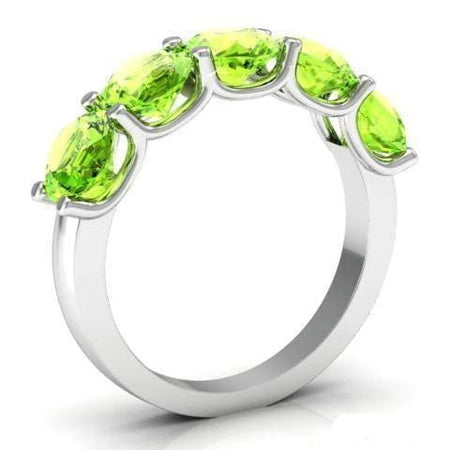 3.00cttw U Prong 5 Stone Peridot Birthstone Ring Five Stone Rings deBebians 