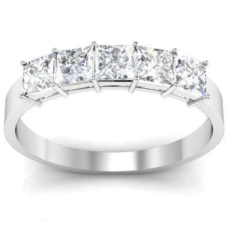 1.00cttw Shared Prong Princess Cut Diamond Five Stone Ring Five Stone Rings deBebians 