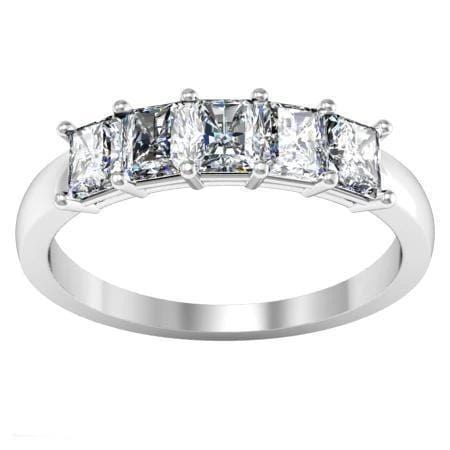 1.00cttw Shared Prong Radiant Cut Diamond Five Stone Ring Five Stone Rings deBebians 