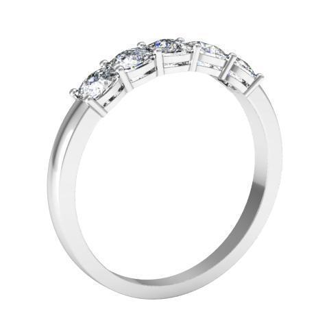 1.00cttw Shared Prong Cushion Cut Diamond Five Stone Ring Five Stone Rings deBebians 