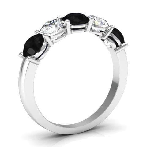1.50cttw Shared Prong White and Black Diamond Five Stone Ring Five Stone Rings deBebians 