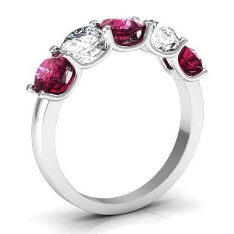 2.00cttw U Prong Diamond and Garnet Five Stone Ring Five Stone Rings deBebians 