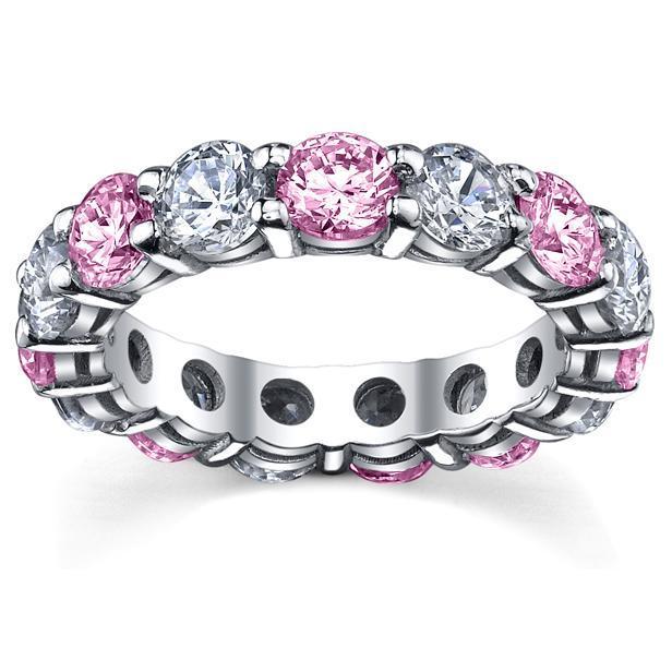 Pink Sapphires Diamonds Eternity Band 5.00cttw Gemstone Eternity Rings deBebians 