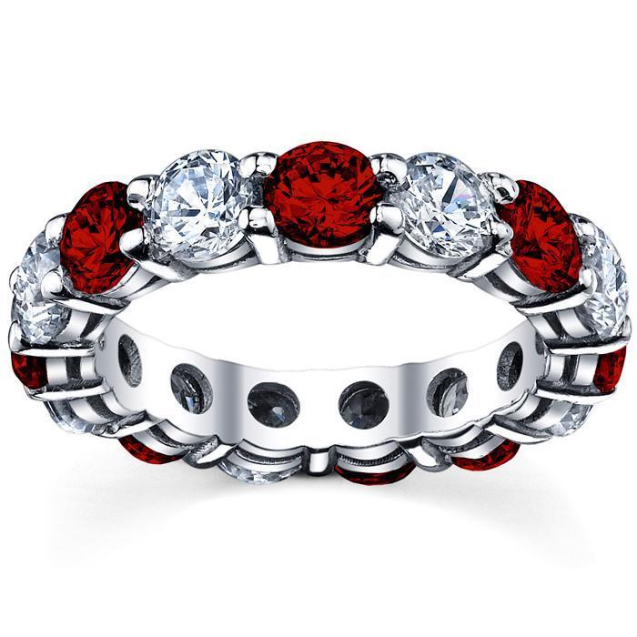 5 Carat Diamond and Ruby Eternity Ring Gemstone Eternity Rings deBebians 