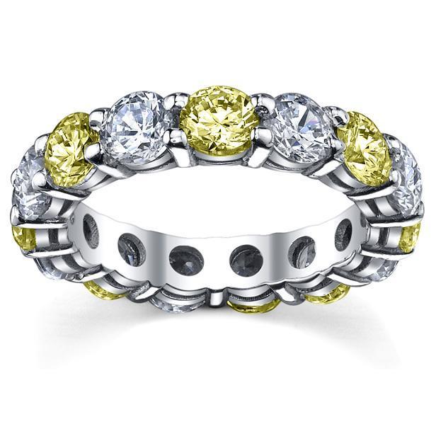 Yellow Sapphire Diamonds Eternity Ring 5.00cttw Gemstone Eternity Rings deBebians 