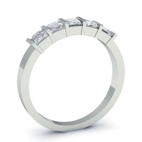 1.00cttw Bar Set Princess Cut Diamond Five Stone Ring Five Stone Rings deBebians 