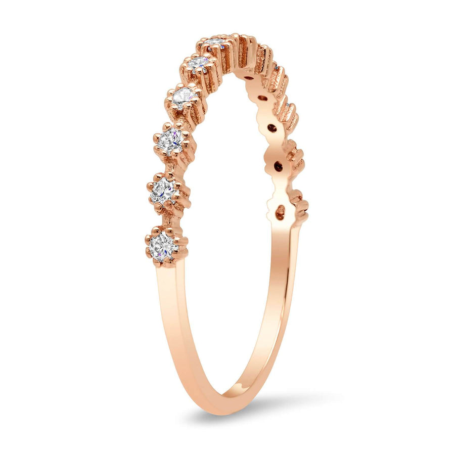 Dainty Diamond Wedding Ring with 12 Round Diamonds Diamond Wedding Rings deBebians 