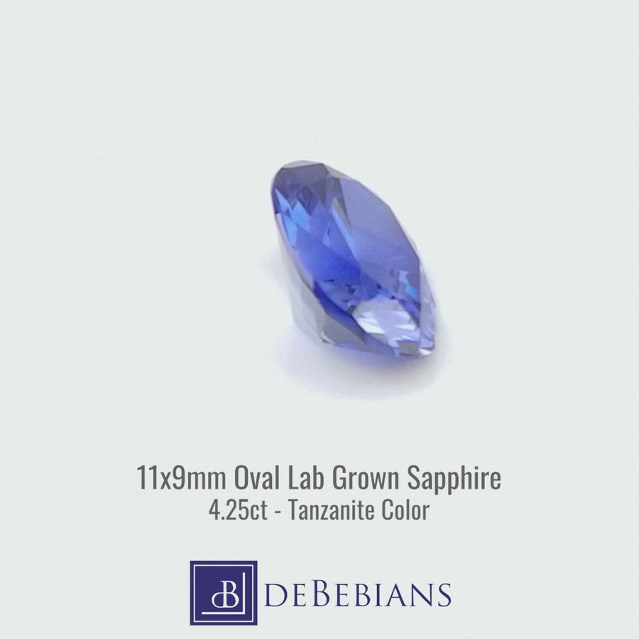4.25ct 11x9mm Oval Light Purplish Blue Color Lab Grown Sapphire