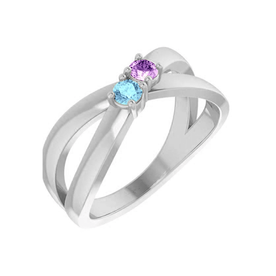 14 Karat White Gold Two Birthstone Ring