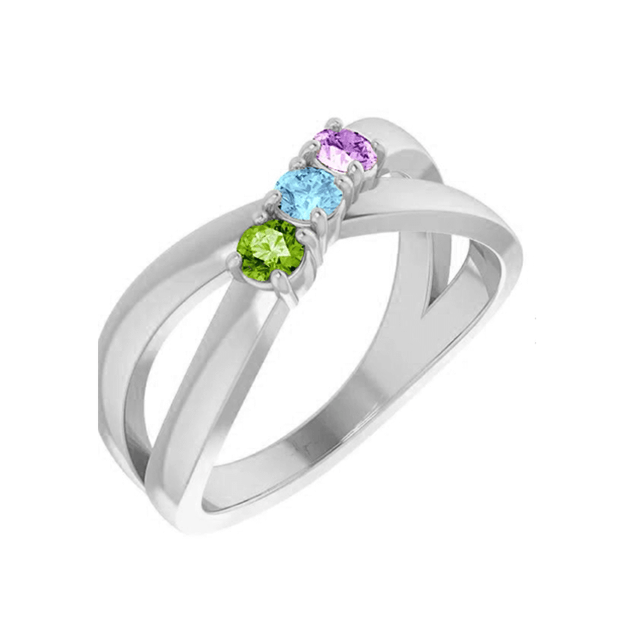 Oval 4 Stone Mothers Ring with Diamonds - MothersFamilyRings.com