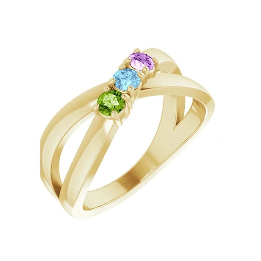 14kt Gold Family Ring for Mom with 3 Personalized Birthstones