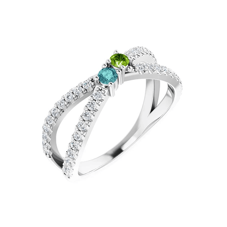 14k Mother's Ring with Two Personalized Birthstones