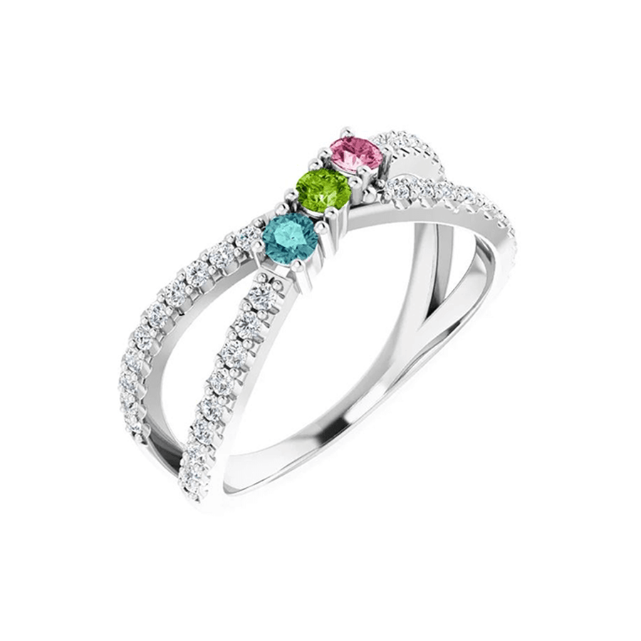 Three 2025 birthstone ring