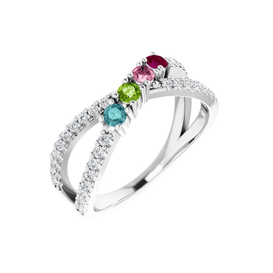 14k Mother's Ring with Birthstones, Engravable