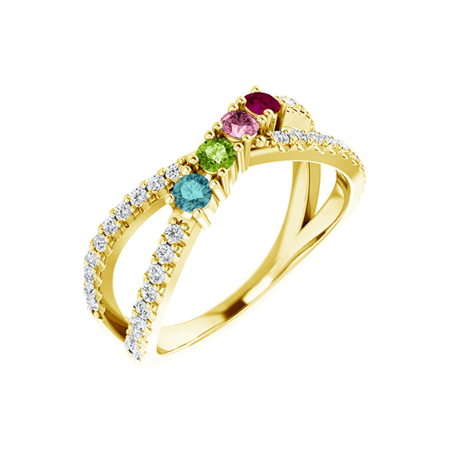14k Mother's Ring with Birthstones, Engravable