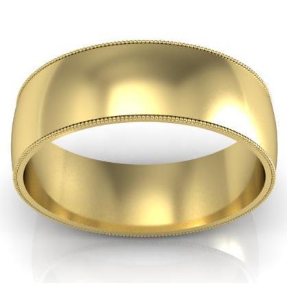 7mm Milgrain Wedding Band in 18k Plain Wedding Rings deBebians 