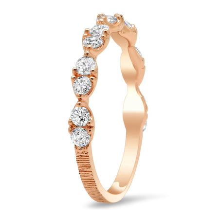 14kt Rose Gold Round Diamond Dainty Wedding Ring Ready-To-Ship deBebians 