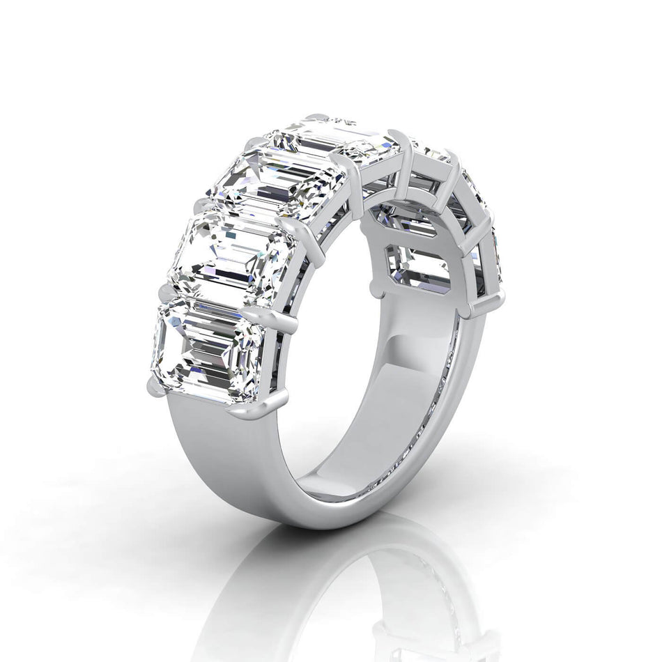 Emerald Cut Lab Grown Diamond Seven Stone Ring - 7.00cttw