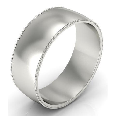 8mm Milgrain Wedding Band in 18k Plain Wedding Rings deBebians 