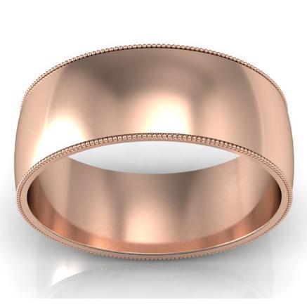 8mm Milgrain Wedding Band in 14k Plain Wedding Rings deBebians 