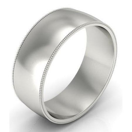 8mm Milgrain Wedding Band in 14k Plain Wedding Rings deBebians 