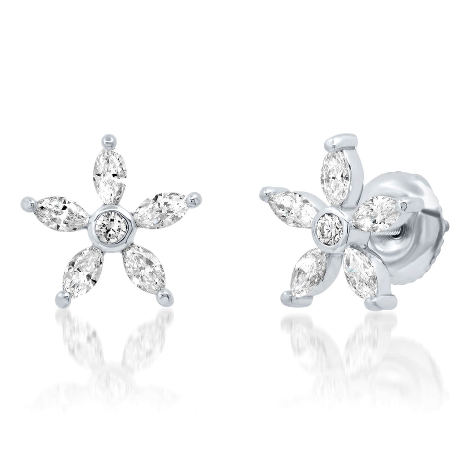 Floral Marquise Diamond Studs