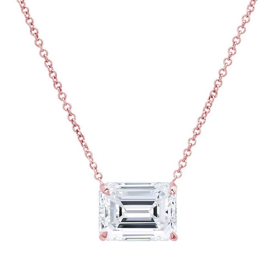 Emerald Cut Diamond Solitaire Necklace