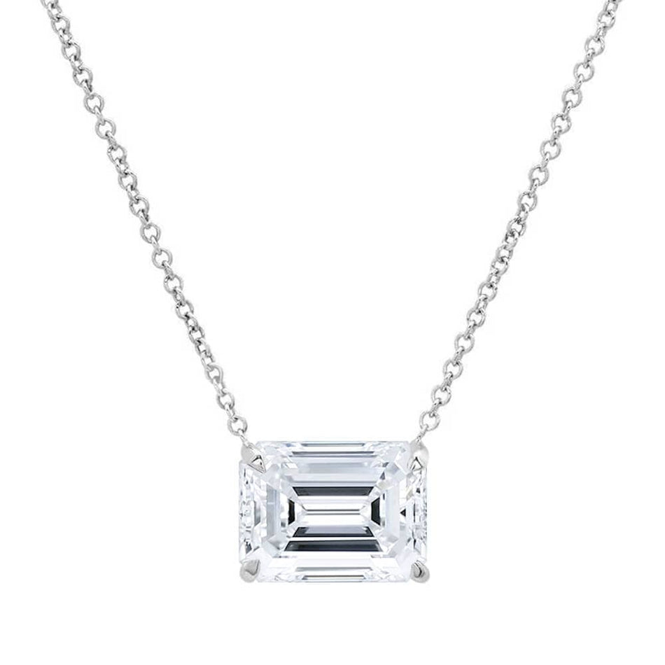 Emerald Cut Diamond Solitaire Necklace