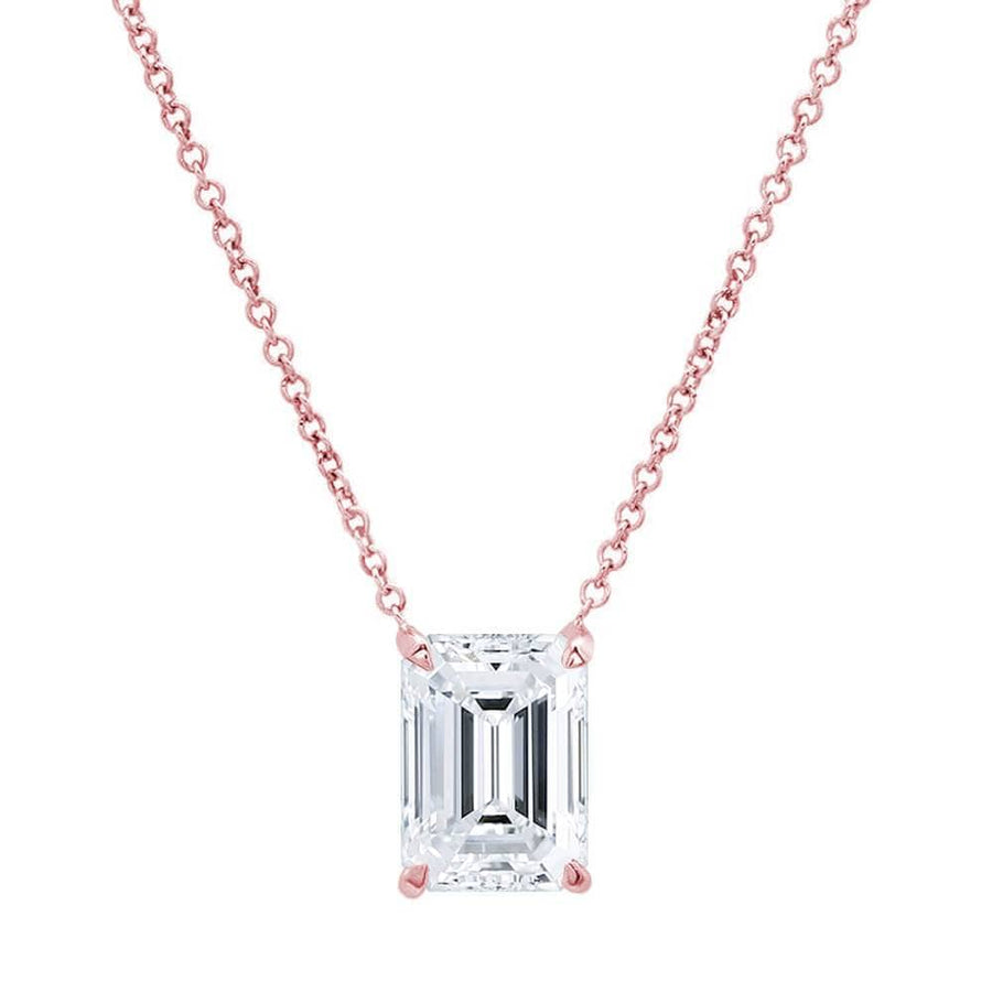 1/3 CT. Certified Emerald-Cut Lab-Created Diamond Solitaire Necklace in 14K  Gold (F/SI2) | Zales Outlet
