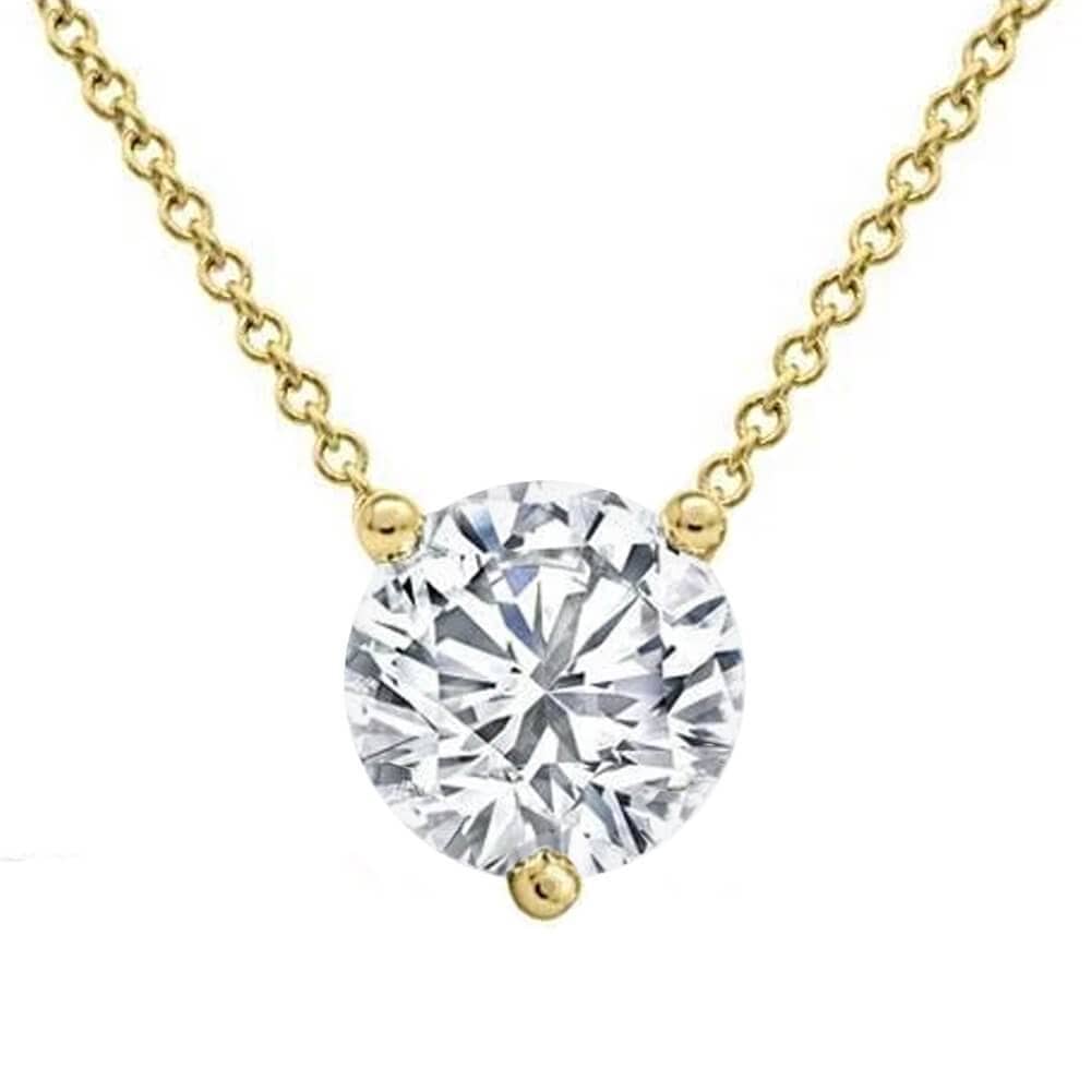 Prong Floating Diamond Solitaire Pendant Necklace 14k Gold