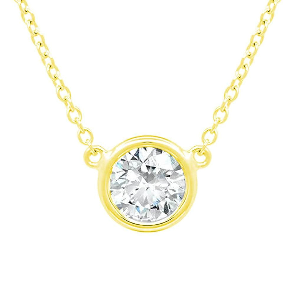 Floating Diamond Solitaire Bezel Set Pendant Necklace