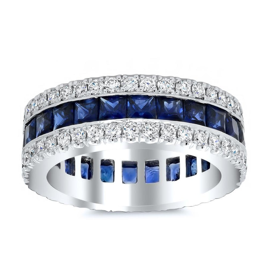 5.0x3.6 mm Oval Cut Created Sapphire and 2 5/8 ctw Oval Lab Grown Diamond Eternity  Band - 5mm Width - Grownbrilliance