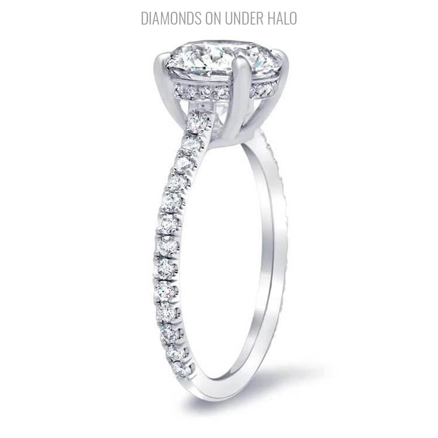 Pave Diamond Aquamarine Engagement Ring