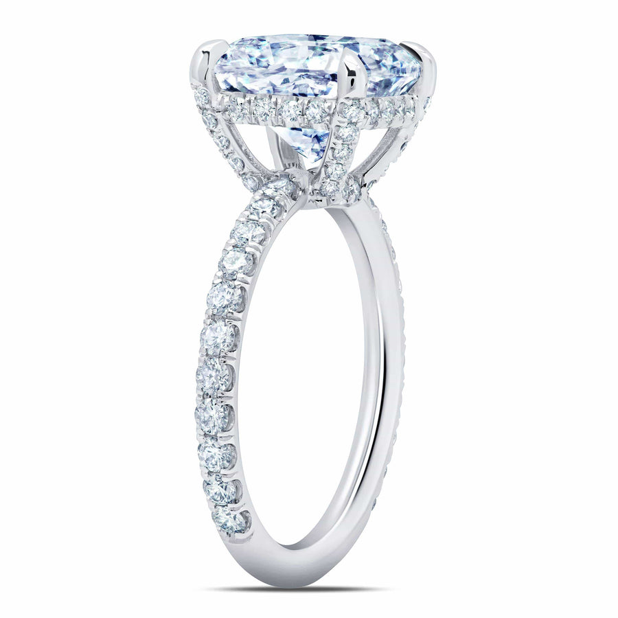Vine Radiant Halo diamond Engagement Ring In 14K White Gold | Fascinating  Diamonds