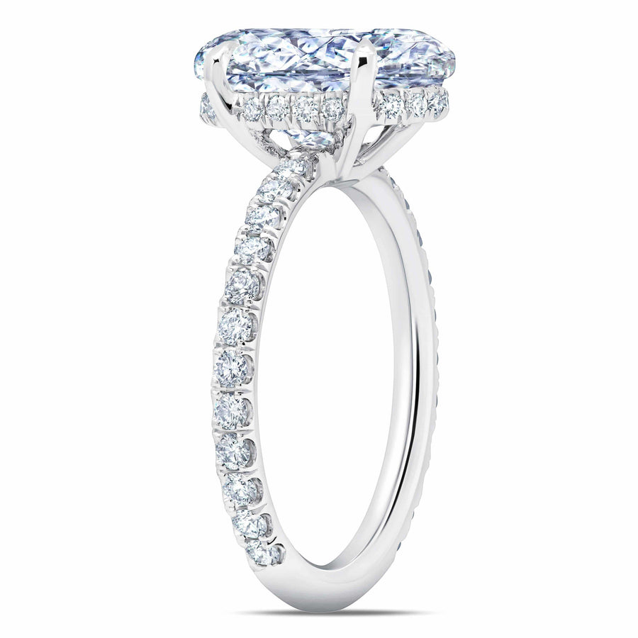 Diamond Under Halo Engagement Ring Diamond Accented Engagement Rings deBebians 