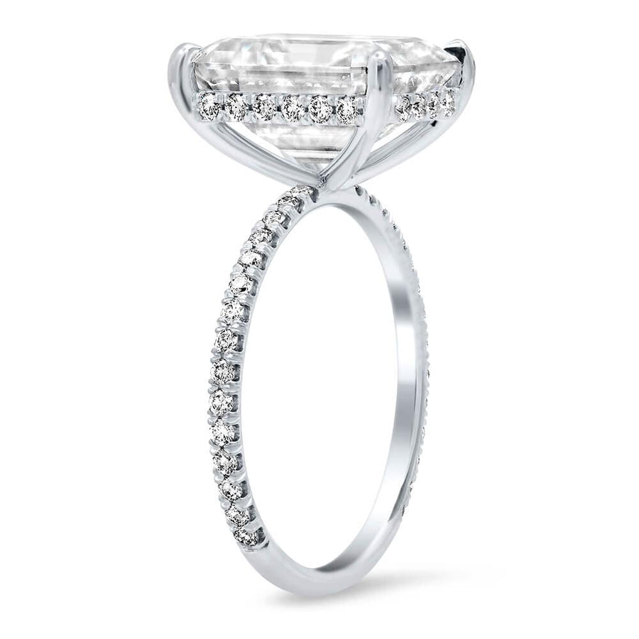 Dainty Pave Diamond Engagement Ring with Hidden Under Halo