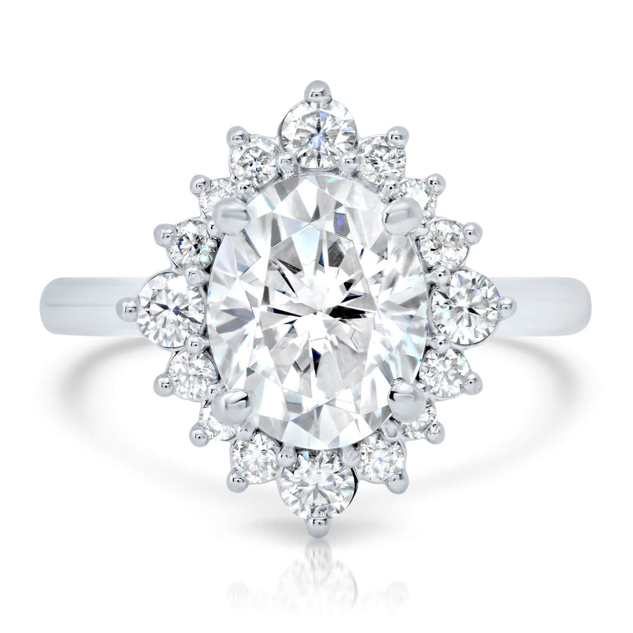 Mixed Size Diamond Halo Engagement Ring Setting