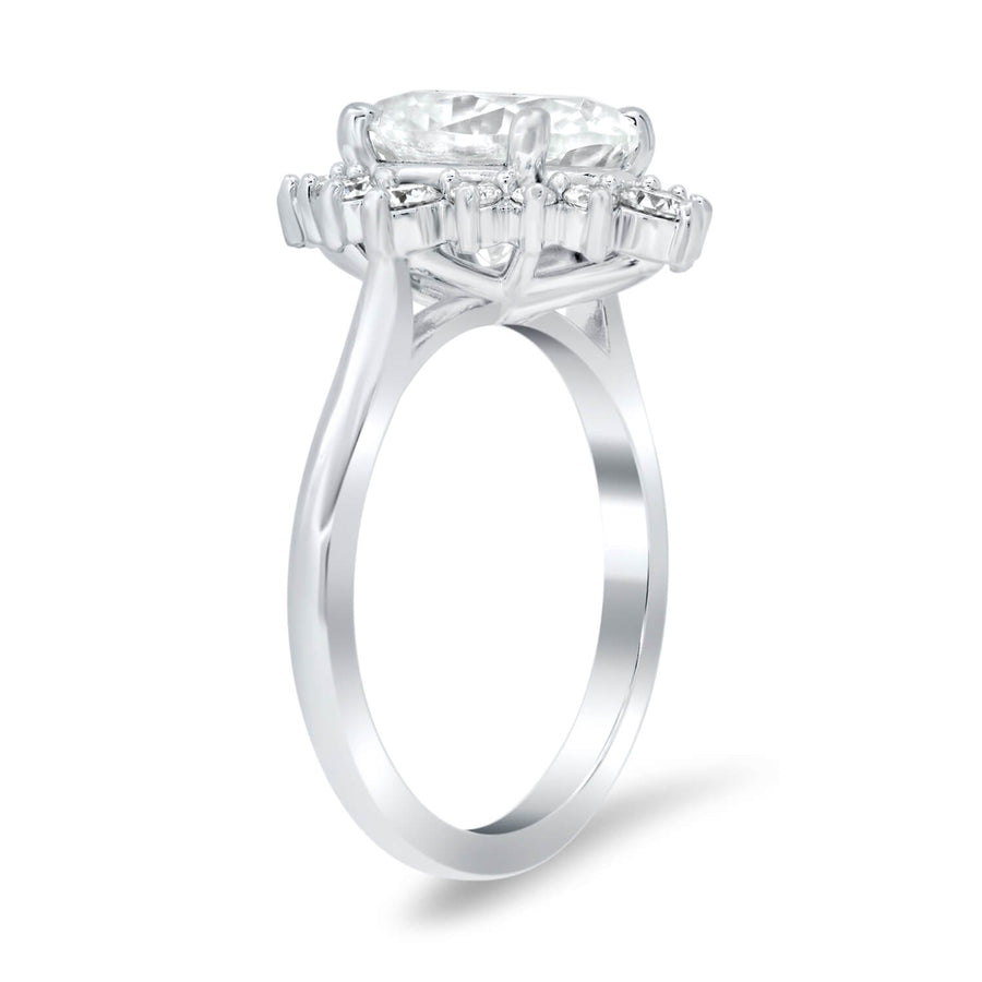 Mixed Size Diamond Halo Engagement Ring Setting