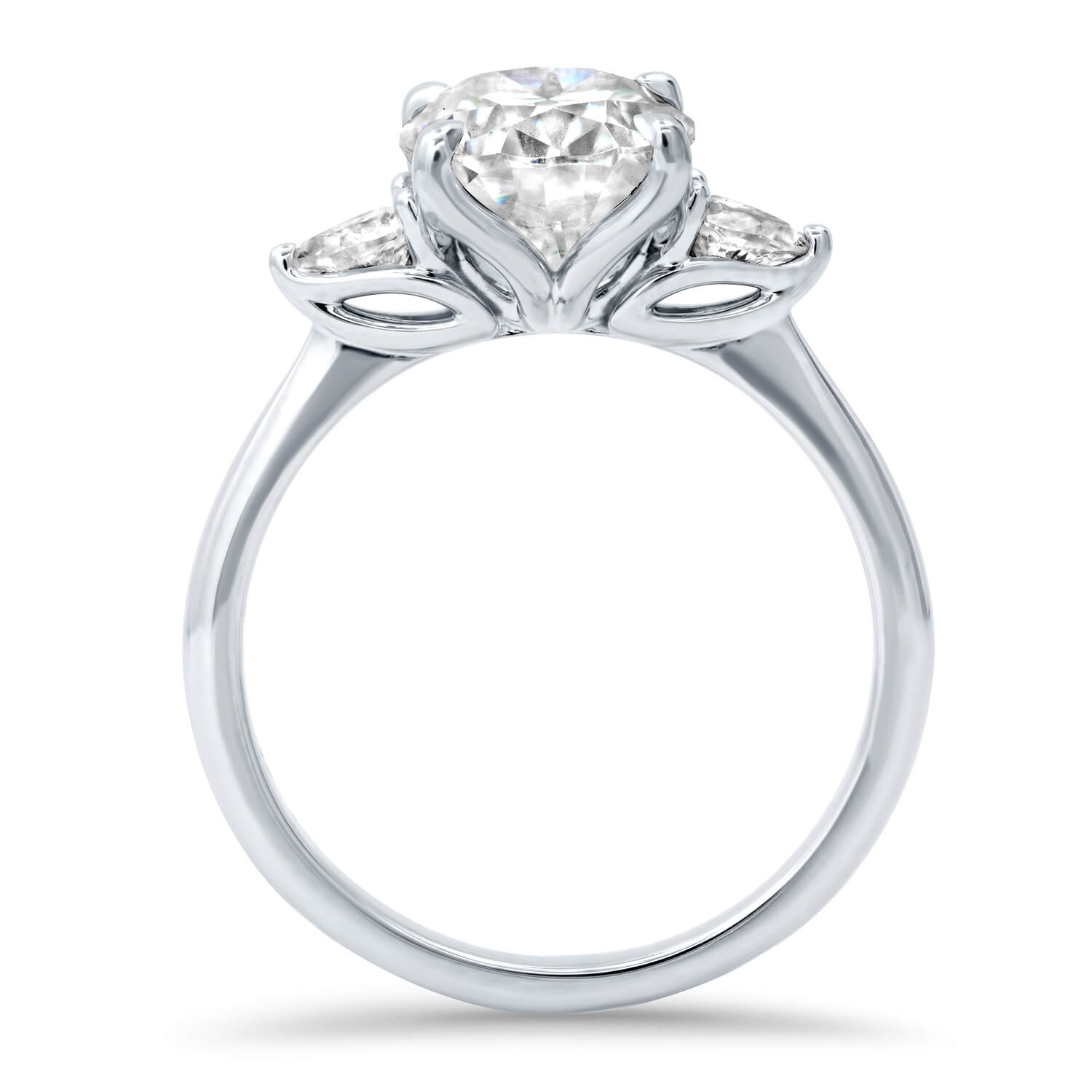 Petal Inspired Three Stone Engagement Ring Setting – deBebians