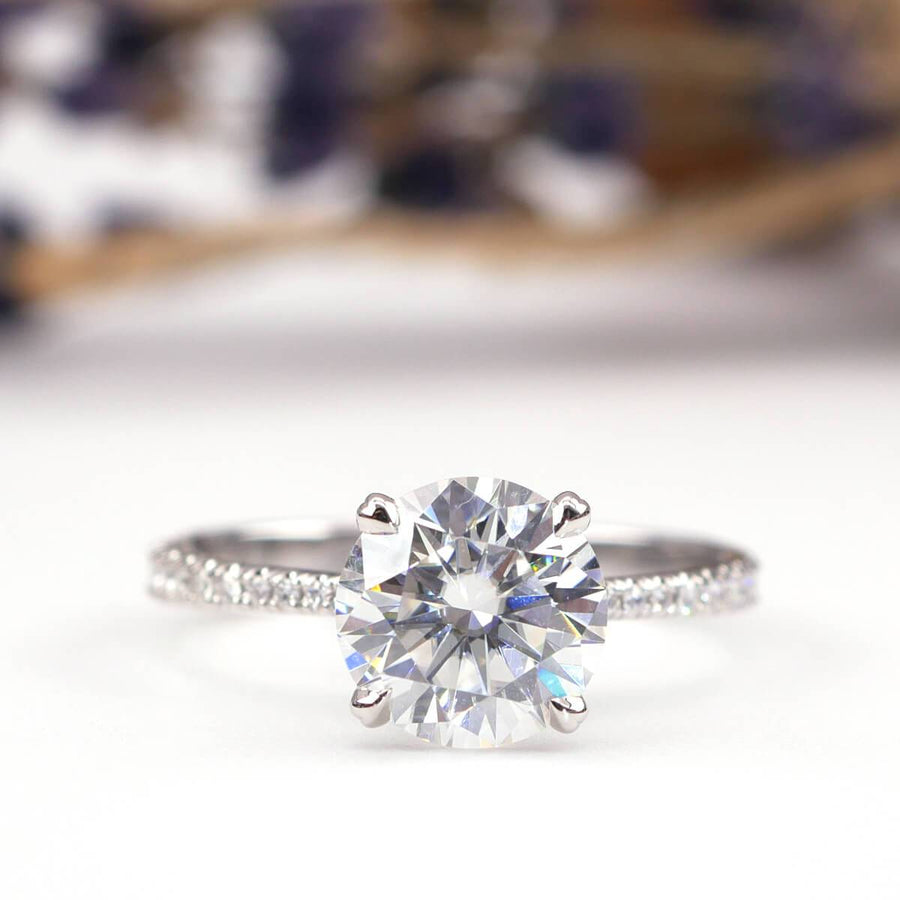 Thin Tapering Pave Diamond Engagement Ring Setting