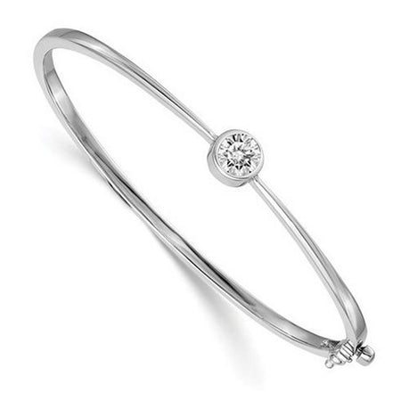 Moissanite Bangle Bracelet with 6mm Round in 14kt White Gold Bracelets deBebians 