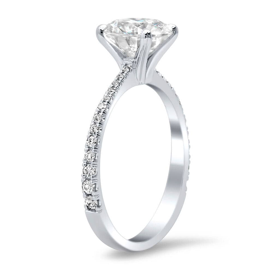 Thin Tapering Pave Diamond Engagement Ring Setting