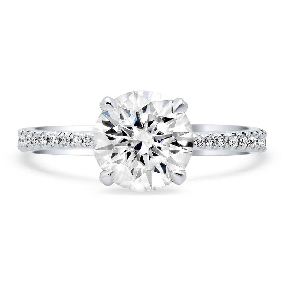 Thin Tapering Pave Diamond Engagement Ring Setting