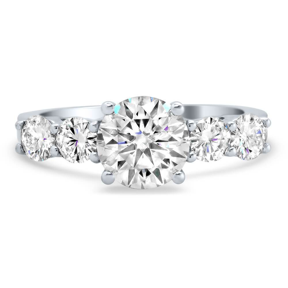 Five Stone Moissanite Forever One Engagement Ring Ready-To-Ship deBebians 