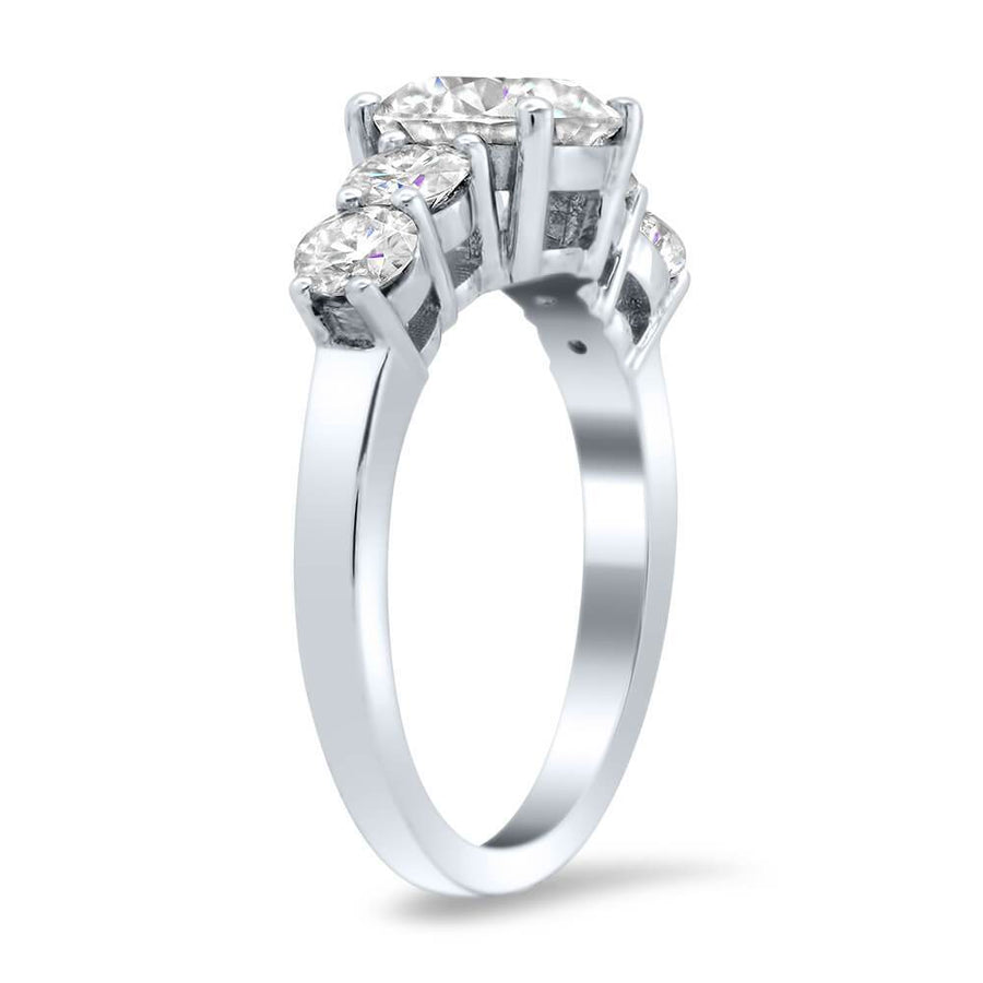 Five Stone Moissanite Forever One Engagement Ring Ready-To-Ship deBebians 