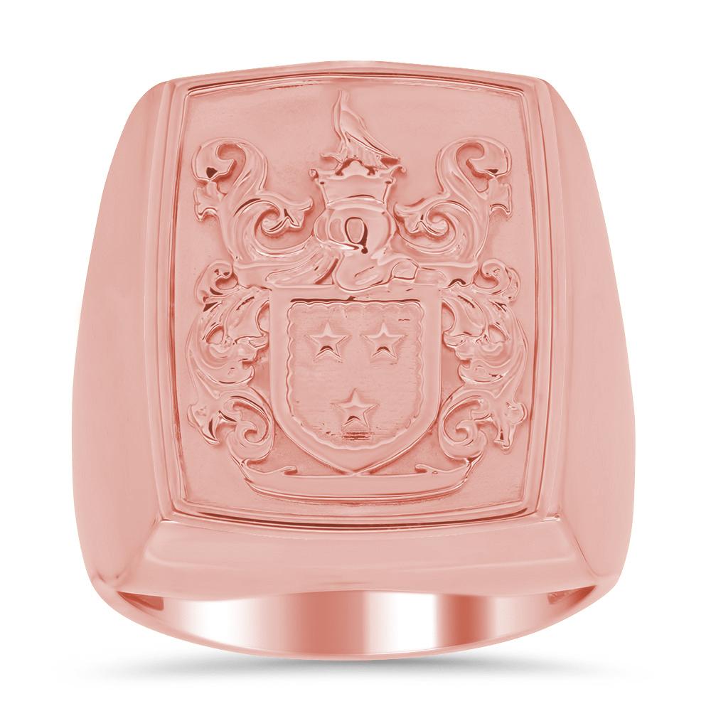 Raised Family Crest Signet Ring Signet Rings deBebians 14k Rose Gold 