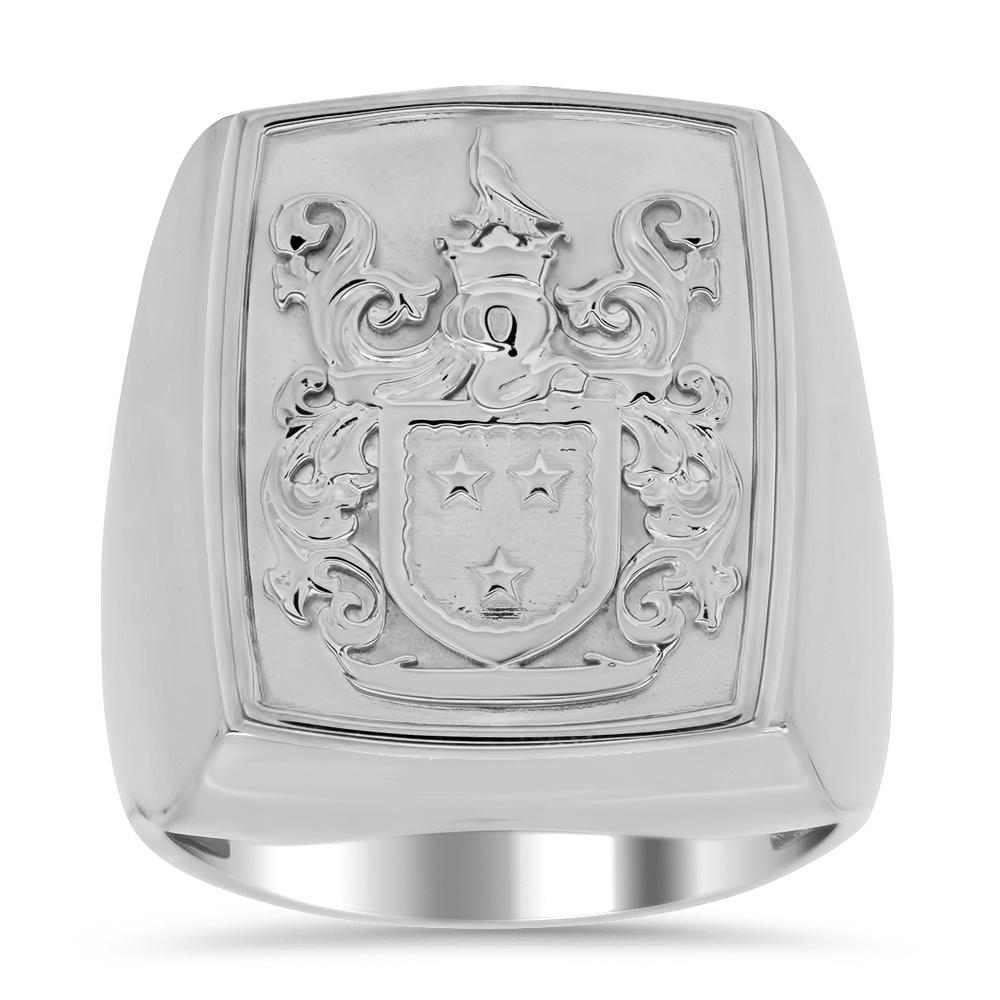 Raised Family Crest Signet Ring Signet Rings deBebians Sterling Silver 