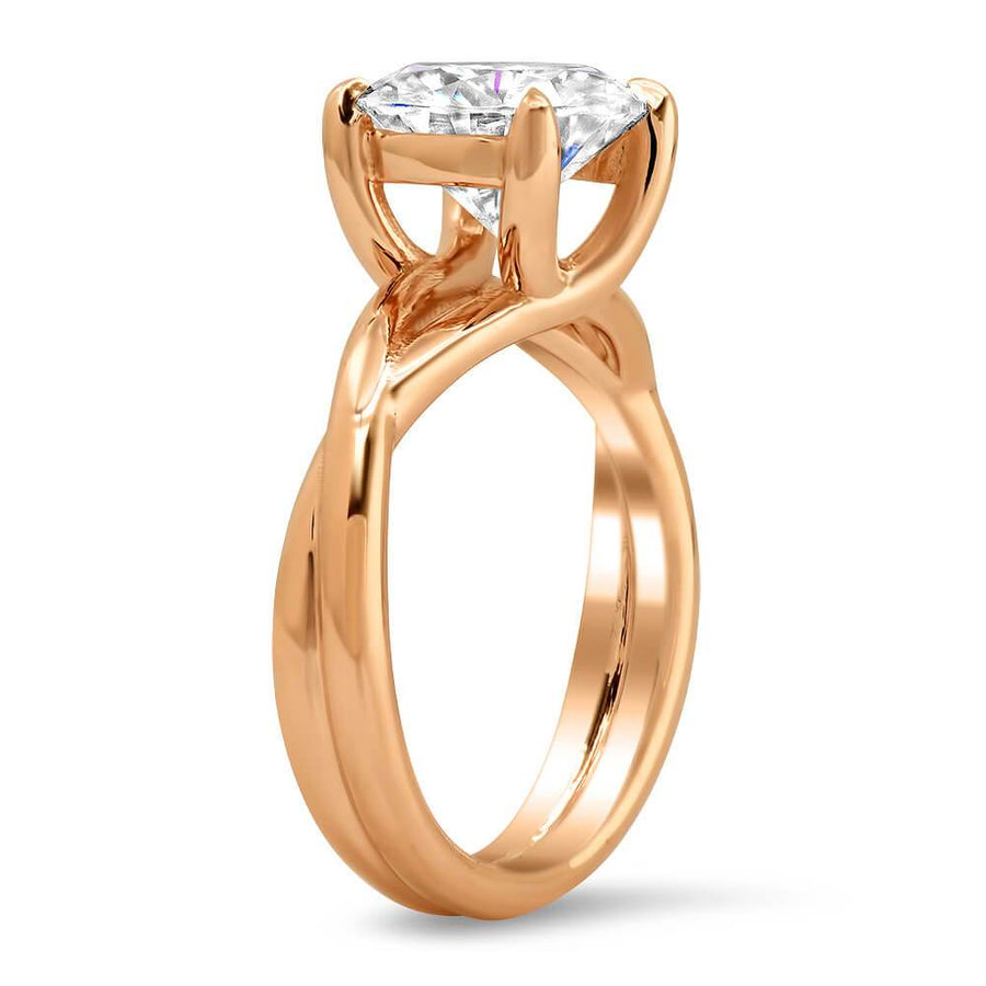 Solitaire Engagement Ring with Entwined Band Solitaire Engagement Rings deBebians 