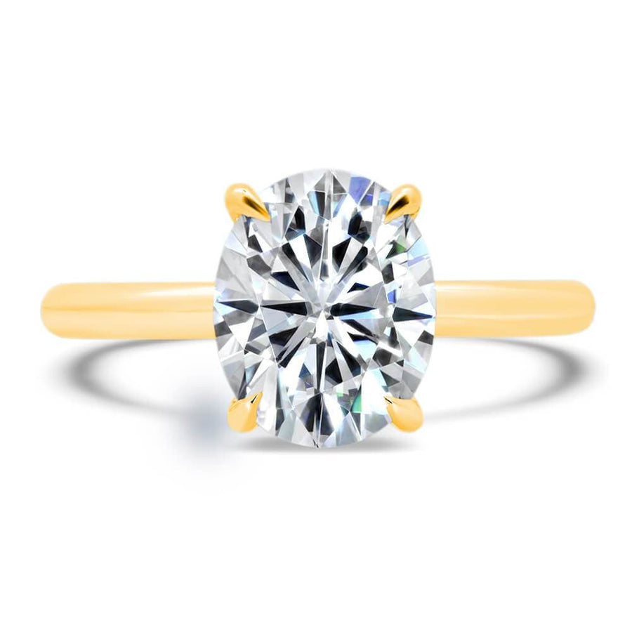 Solitaire Pave Lab Grown Diamond Under Halo Engagement Ring